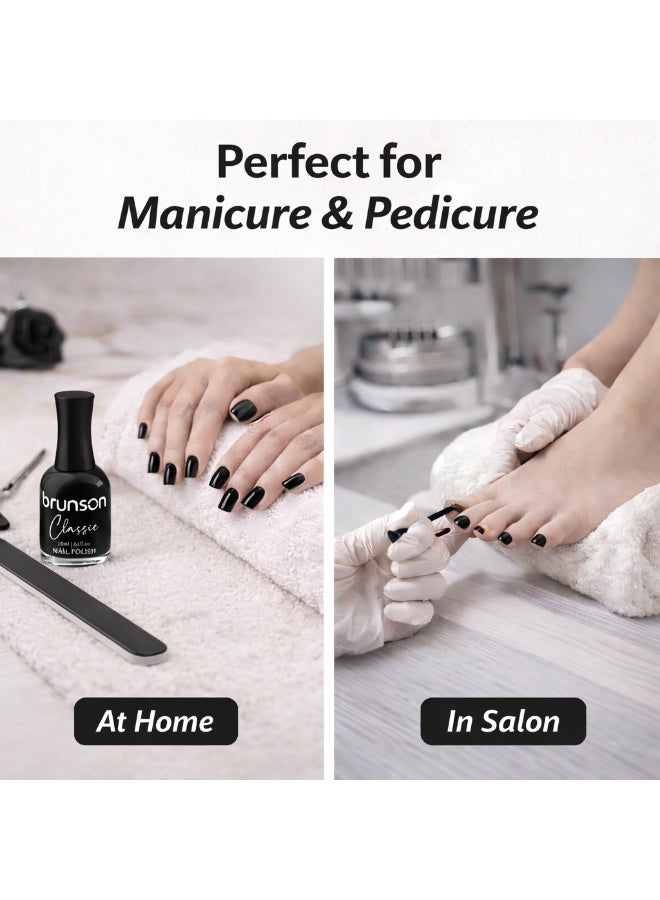 Brunson Classic Nail Polish 18ml Fast Dry Nail Lacquer Nail Harderner Normal Polish Glossy Gel Effect Quick Air Dry Long-Lasting Natural Nail Enamel Salon Quality Manicure Pedicure Regular Polish - Image 5